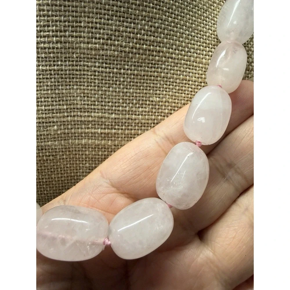 Rose Quartz Chunky Beaded Hand Knotted Necklace 18